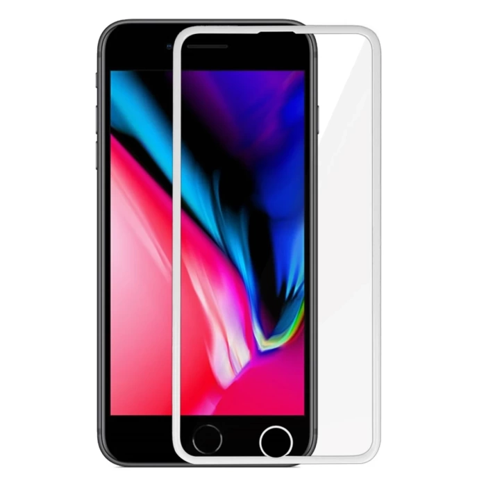 Newface iPhone 7 Plus 18D Cam Ekran Koruyucu - Beyaz