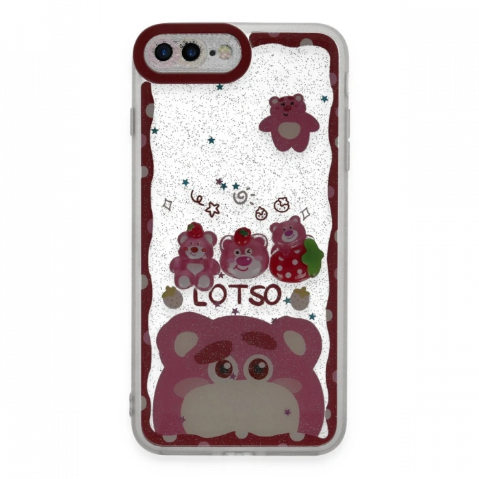 Newface iPhone 7 Plus Kılıf Sweet Desenli Silikon Kapak - Pembe