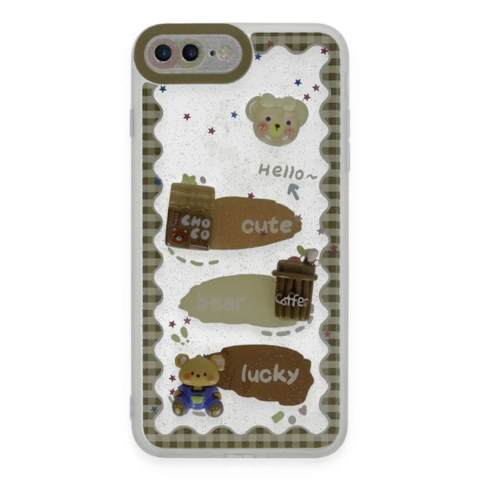 Newface iPhone 7 Plus Kılıf Sweet Desenli Silikon Kapak - Şeffaf