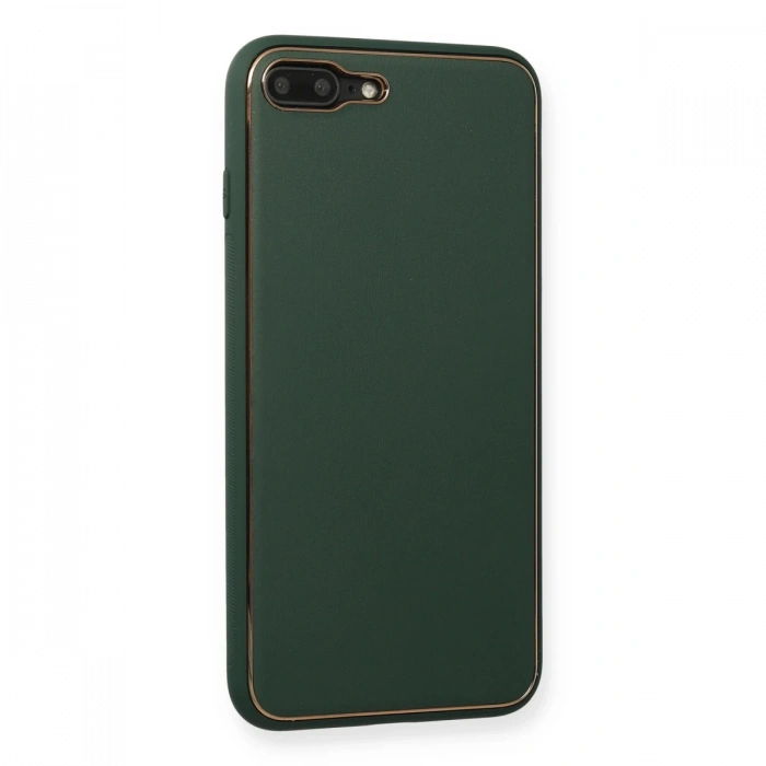 Newface iPhone 8 Plus Kılıf Coco Deri Silikon Kapak - Yeşil