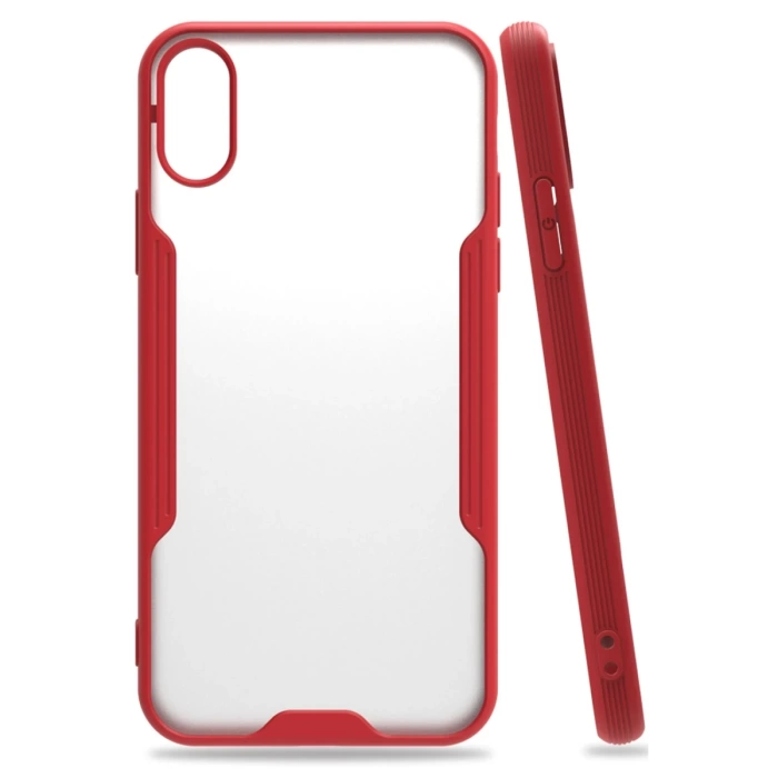 Newface iPhone X Kılıf Platin Silikon - Kırmızı