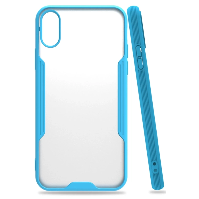Newface iPhone X Kılıf Platin Silikon - Mavi