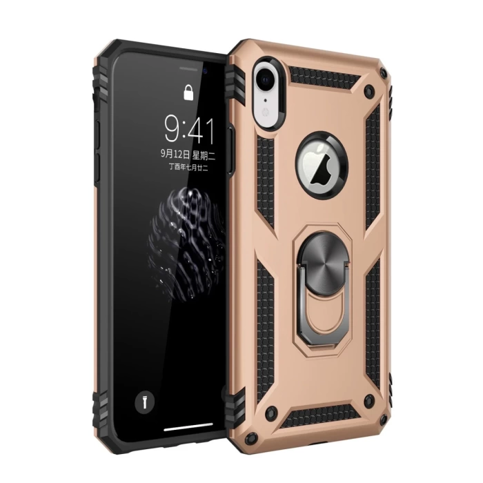 Newface iPhone XR Kılıf Sofya Yüzüklü Silikon Kapak