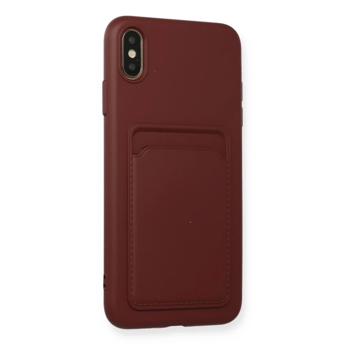 Newface iPhone XS Max Kılıf Kelvin Kartvizitli Silikon - Bordo