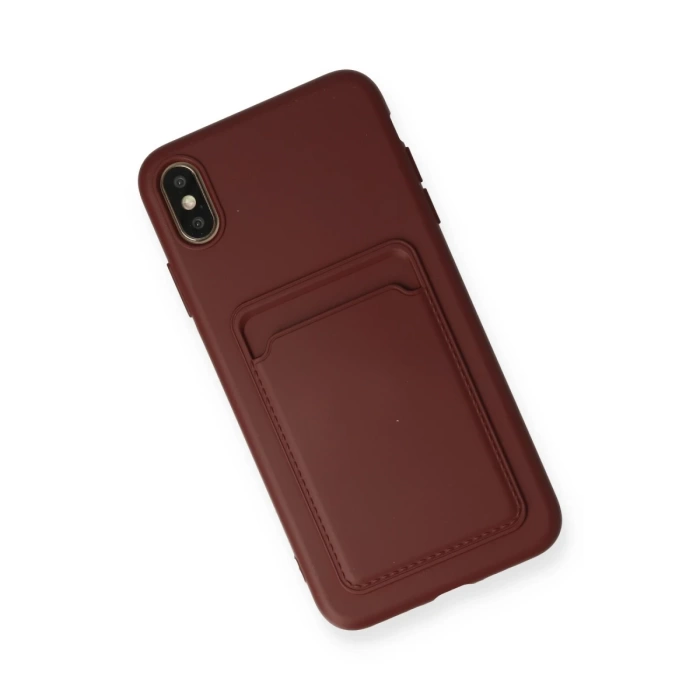Newface iPhone XS Max Kılıf Kelvin Kartvizitli Silikon - Bordo