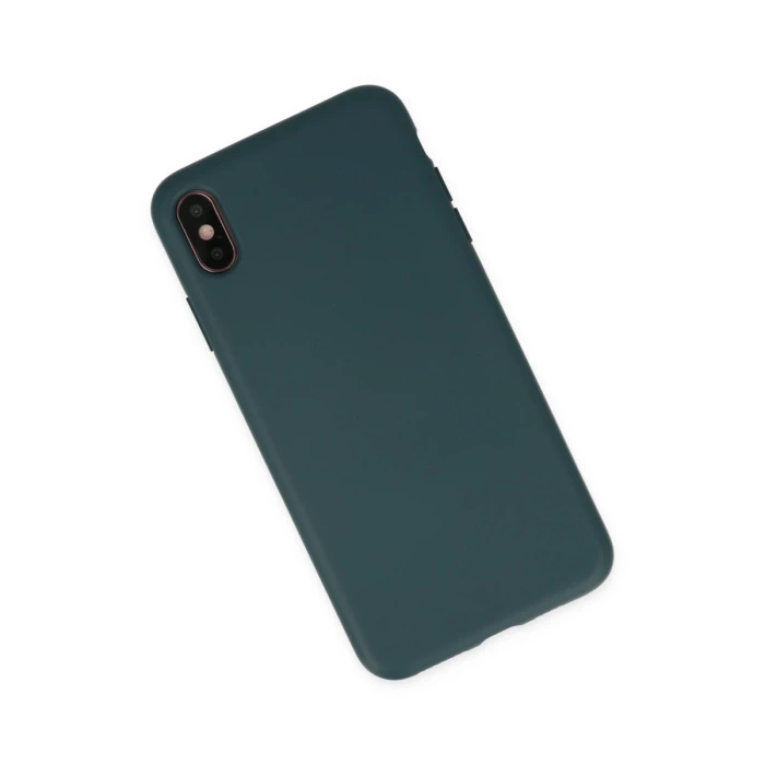 Newface iPhone XS Max Kılıf Nano içi Kadife Silikon - Koyu Yeşil