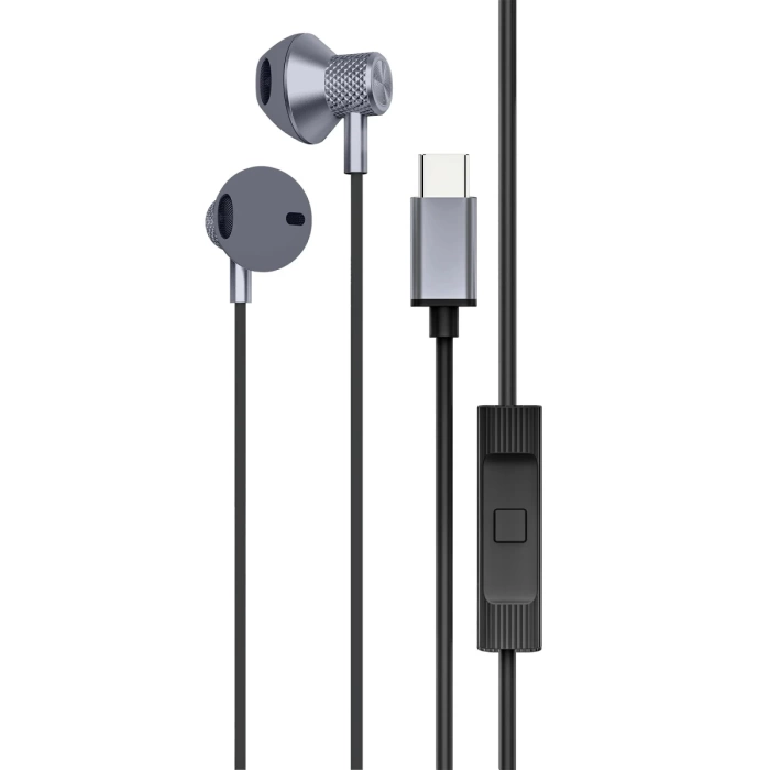 Newface LS-730 1.2M iPhone 15 Serisi ile Uyumlu Type-C Kablolu Kulaklık - Gri