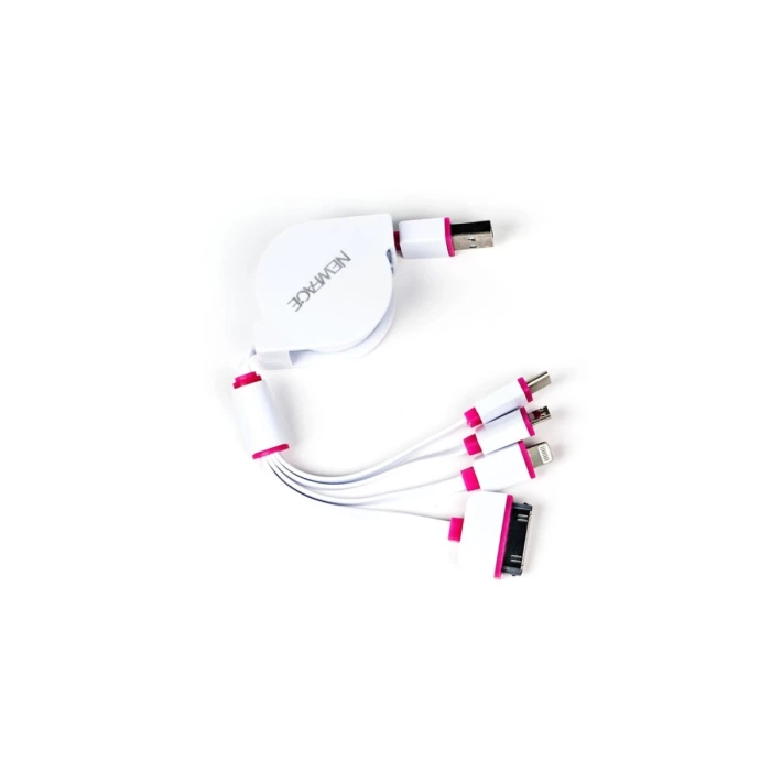 Newface Makaralı 4in1 USB Kablo - Pembe
