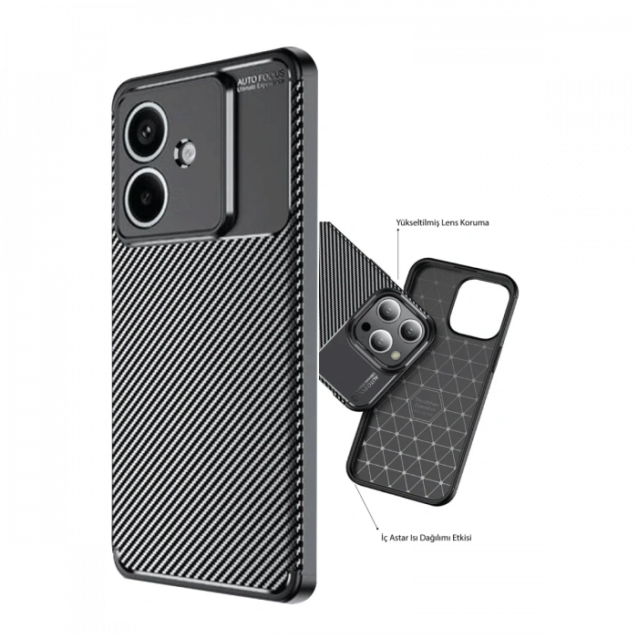 Oppo A3 Kılıf Auto Focus Karbon Kapak