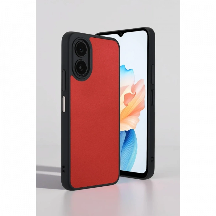 Newface Oppo A38 Kılıf Aras Deri Kapak - Kırmızı