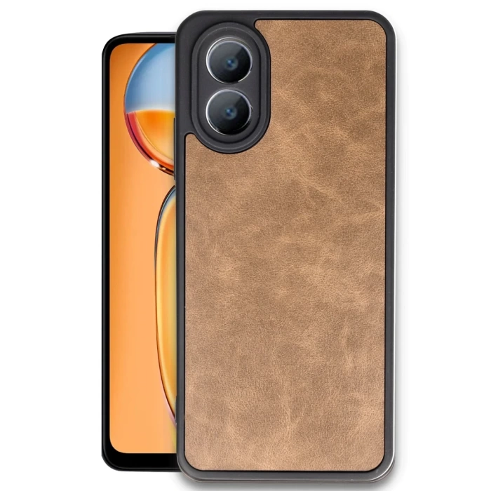 Newface Oppo A38 Kılıf Aras Deri Kapak - Taba