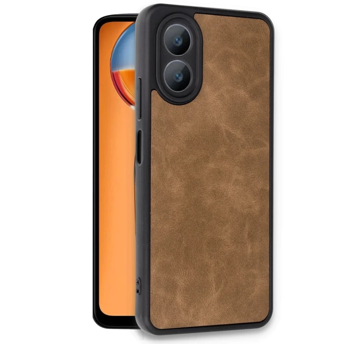 Newface Oppo A38 Kılıf Aras Deri Kapak - Taba