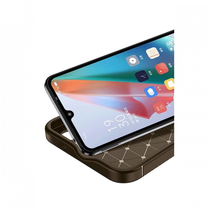 Oppo A38 Kılıf Auto Focus Karbon Kapak - Kahverengi