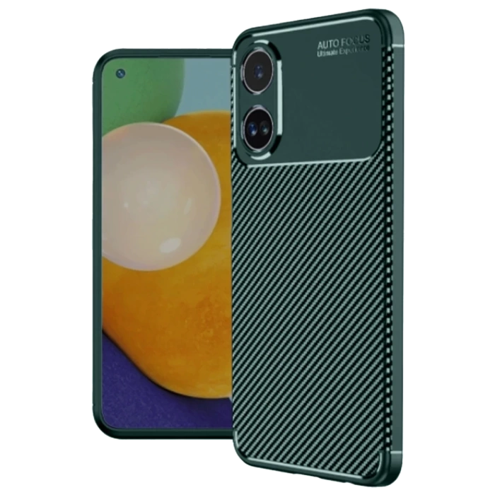 Newface Oppo A38 Kılıf Auto Focus Karbon Kapak - Koyu Yeşil