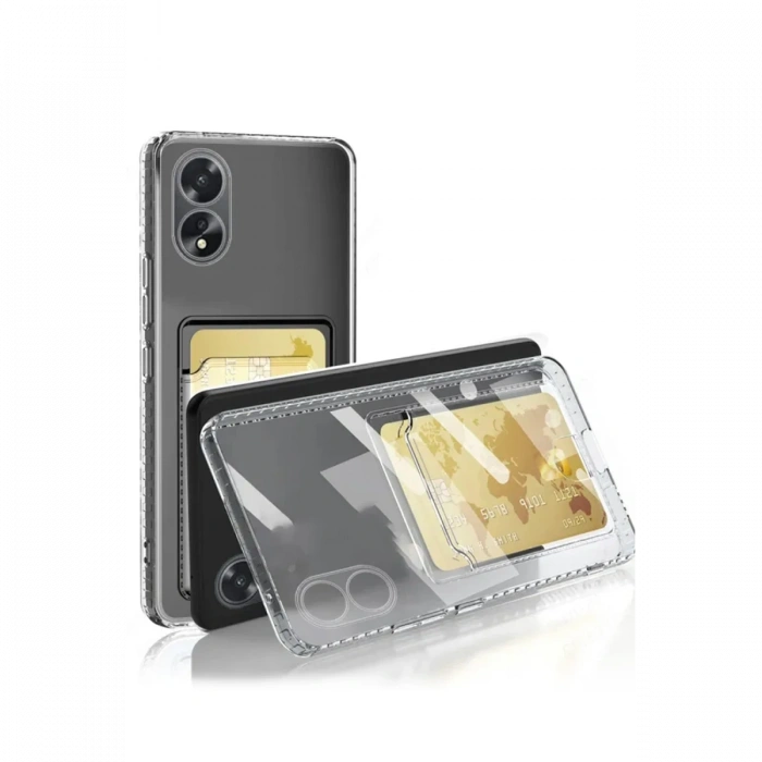 Newface Oppo A38 Kılıf Kart Şeffaf Silikon - Şeffaf