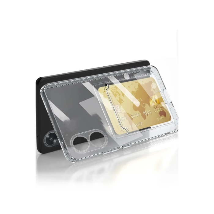 Newface Oppo A38 Kılıf Kart Şeffaf Silikon - Şeffaf