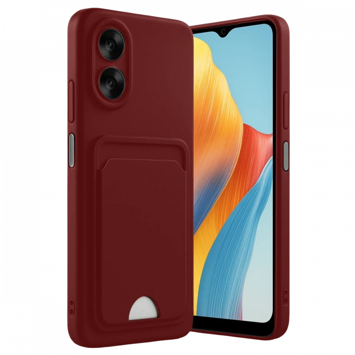 Oppo A38 Kılıf Kelvin Kartvizitli Silikon - Bordo