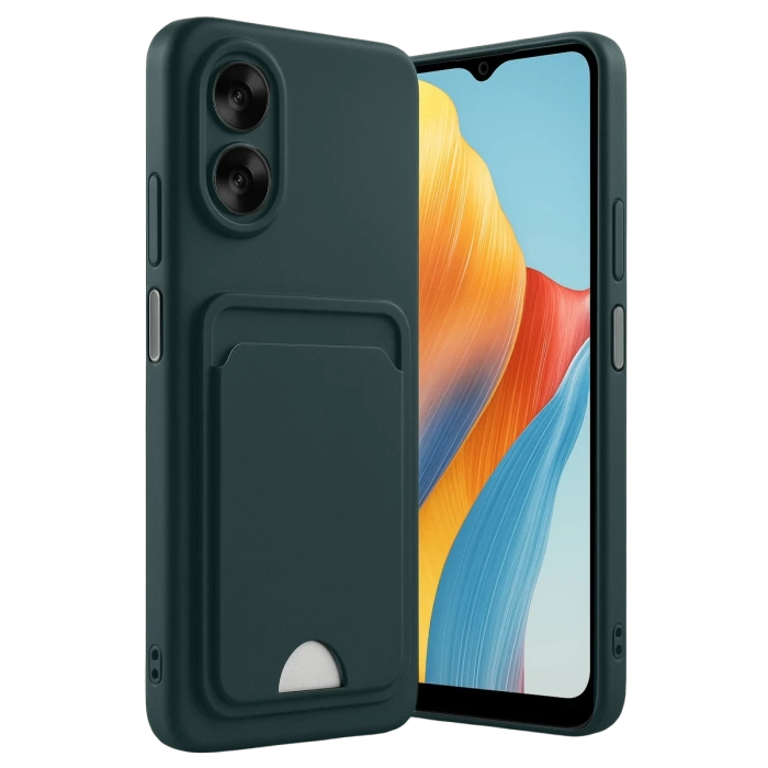 Newface Oppo A38 Kılıf Kelvin Kartvizitli Silikon - Koyu Yeşil