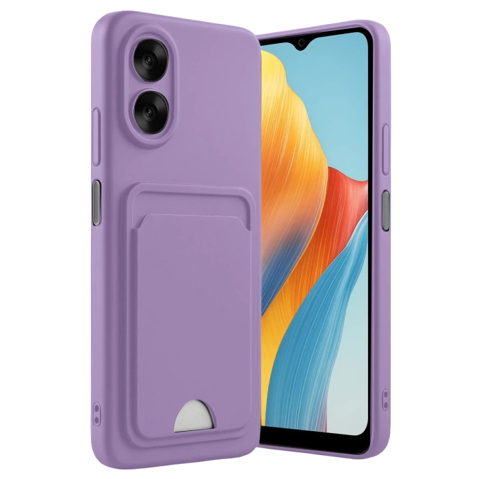 Newface Oppo A38 Kılıf Kelvin Kartvizitli Silikon - Lila