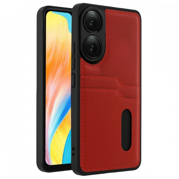 Oppo A38 Sara Kartvizitli Deri Kılıf