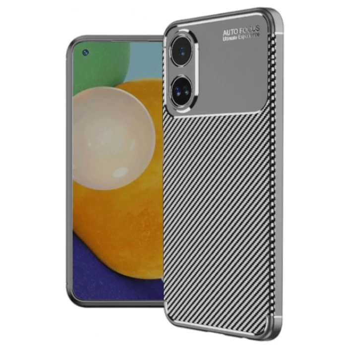 Newface Oppo A60 Kılıf Auto Focus Karbon Kapak - Gri