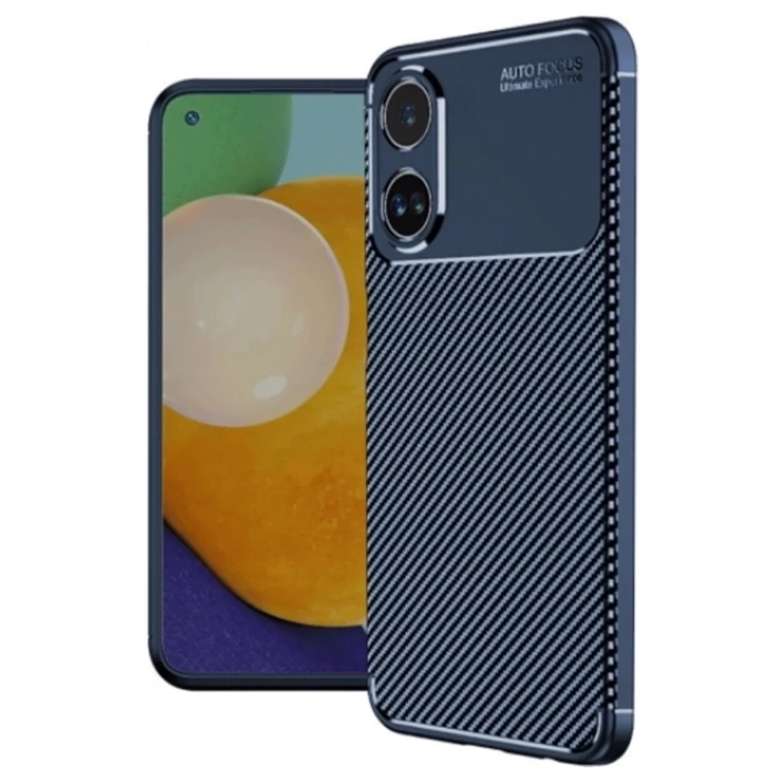 Newface Oppo A60 Kılıf Auto Focus Karbon Kapak - Lacivert