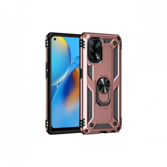Newface Oppo A74 4G Kılıf Sofya Yüzüklü Silikon Kapak - Rose