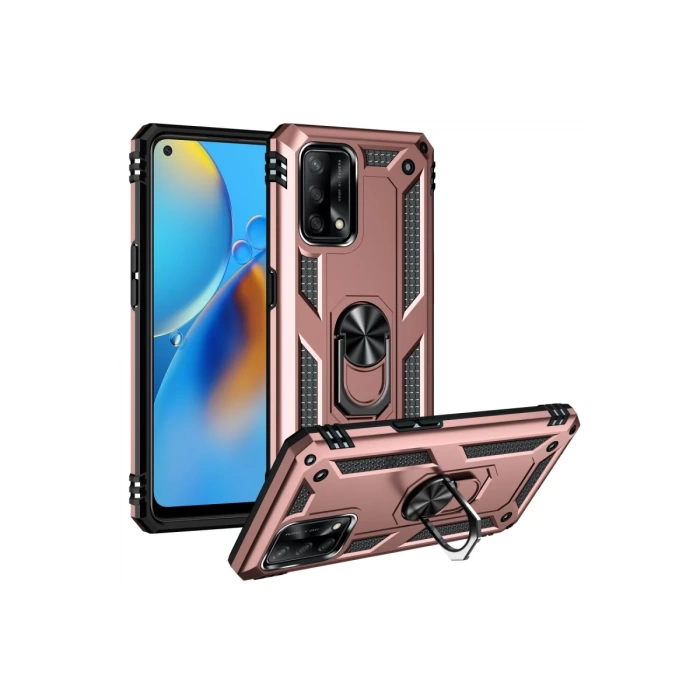 Newface Oppo A74 4G Kılıf Sofya Yüzüklü Silikon Kapak - Rose