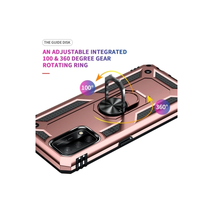 Newface Oppo A74 4G Kılıf Sofya Yüzüklü Silikon Kapak - Rose