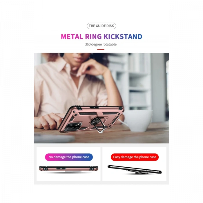 Newface Oppo A74 4G Kılıf Sofya Yüzüklü Silikon Kapak - Rose