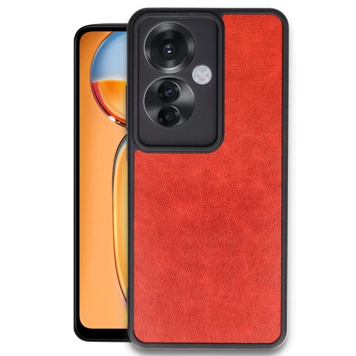 Newface Oppo Reno 11F Kılıf Aras Deri Kapak - Kırmızı