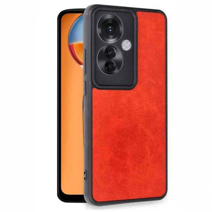 Newface Oppo Reno 11F Kılıf Aras Deri Kapak - Kırmızı