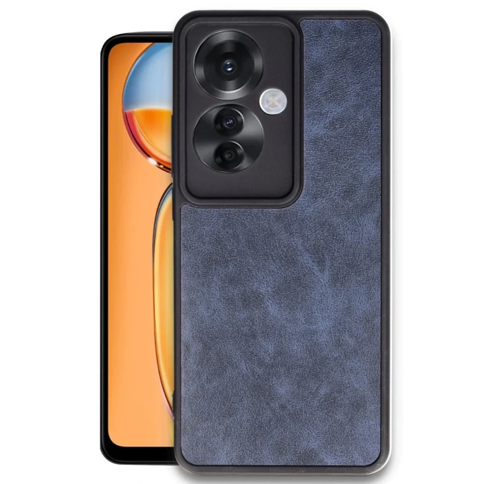 Newface Oppo Reno 11F Kılıf Aras Deri Kapak - Lacivert