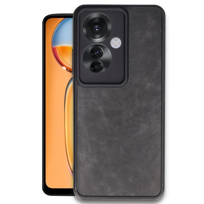 Newface Oppo Reno 11F Kılıf Aras Deri Kapak - Siyah