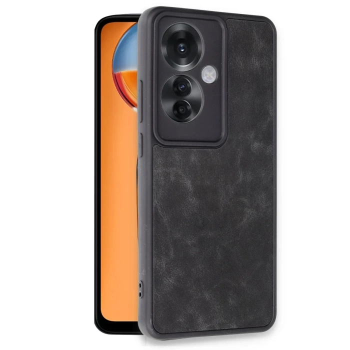 Newface Oppo Reno 11F Kılıf Aras Deri Kapak - Siyah