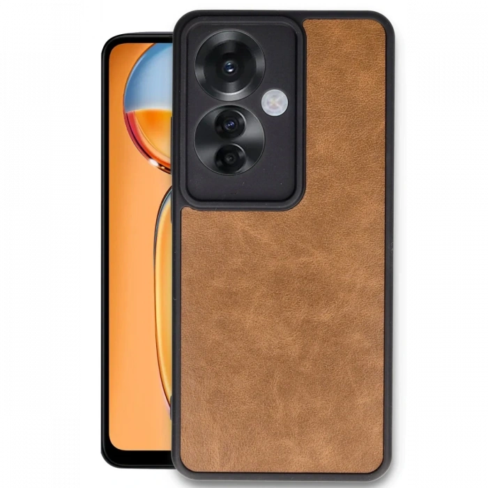 Newface Oppo Reno 11F Kılıf Aras Deri Kapak - Taba