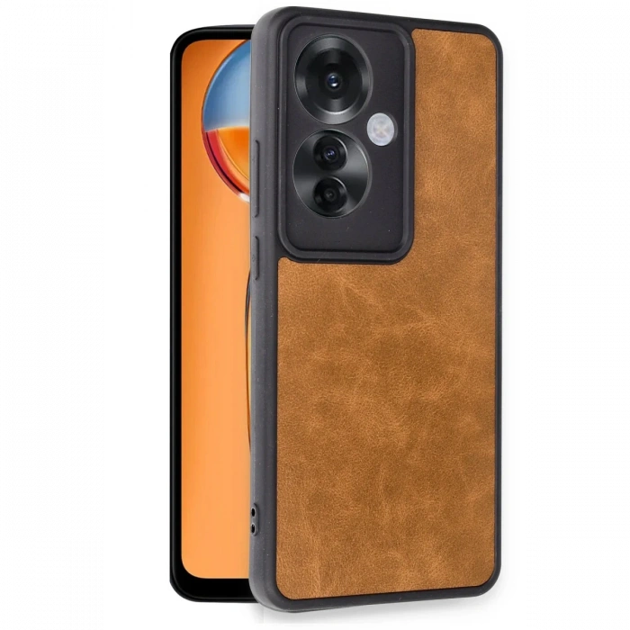 Newface Oppo Reno 11F Kılıf Aras Deri Kapak - Taba