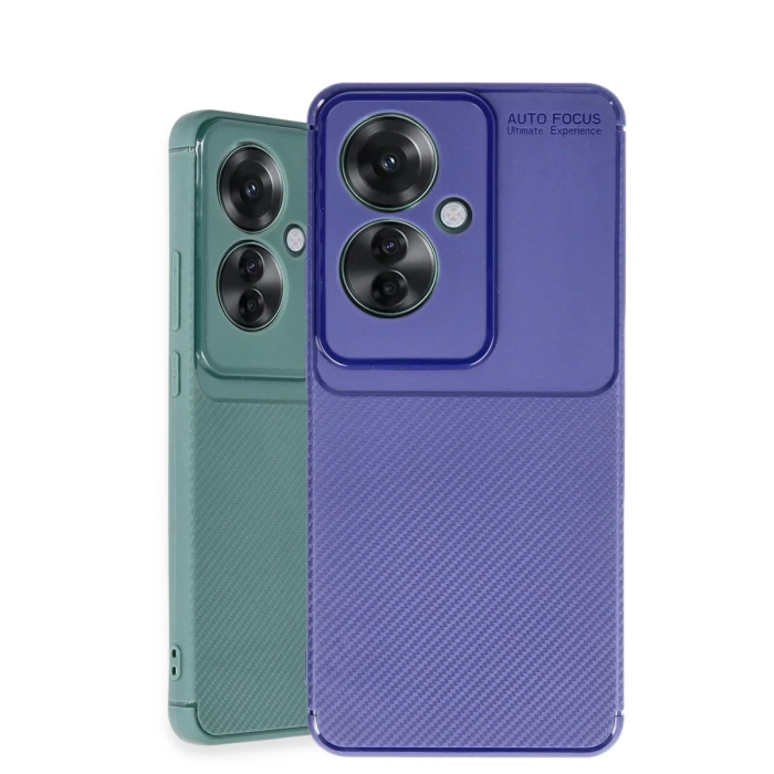 Newface Oppo Reno 11F Kılıf Auto Focus Karbon Kapak - Koyu Yeşil