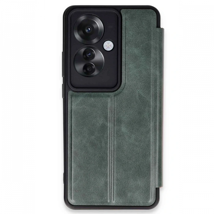 Newface Oppo Reno 11F Kılıf Flip Cover - Koyu Yeşil
