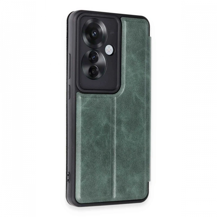 Newface Oppo Reno 11F Kılıf Flip Cover - Koyu Yeşil