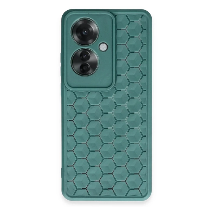 Newface Oppo Reno 11F Kılıf Petek Silikon Kapak - Koyu Yeşil