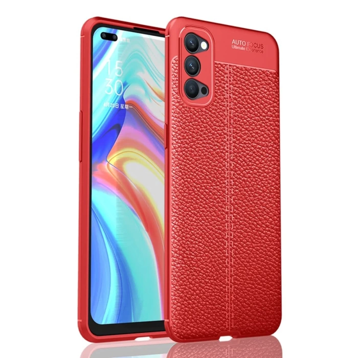 Newface Oppo Reno 4 Kılıf Auto Focus Kapak - Kırmızı