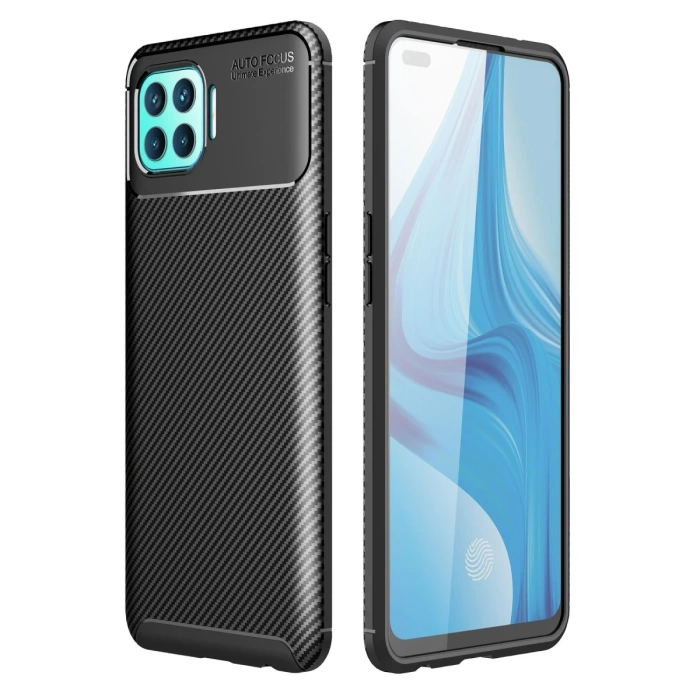 Newface Oppo Reno 4 Lite Kılıf Auto Focus Karbon Kapak