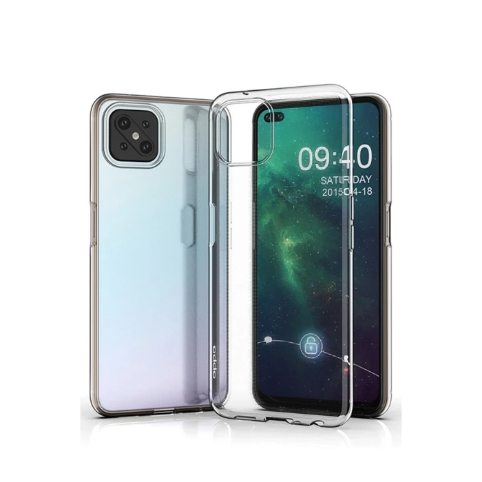 Newface Oppo Reno 4 Lite Kılıf Deluxe 2mm Şeffaf Silikon