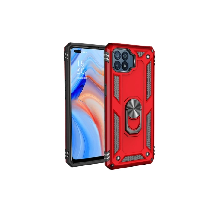 Newface Oppo Reno 4 Lite Kılıf Sofya Yüzüklü Silikon Kapak