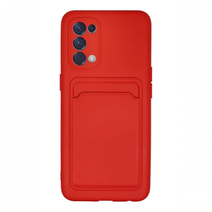 Newface Oppo Reno 5 Kılıf Kelvin Kartvizitli Silikon - Kırmızı