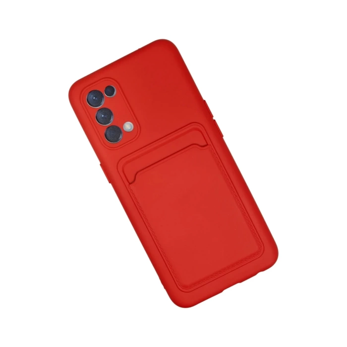 Newface Oppo Reno 5 Kılıf Kelvin Kartvizitli Silikon - Kırmızı