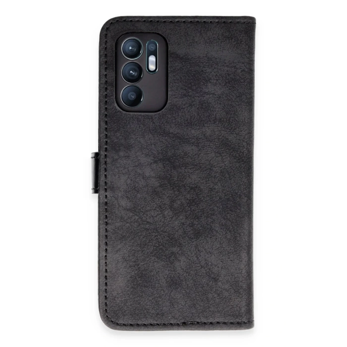Newface Oppo Reno 6 Kılıf Trend S Plus Kapaklı Kılıf - Siyah