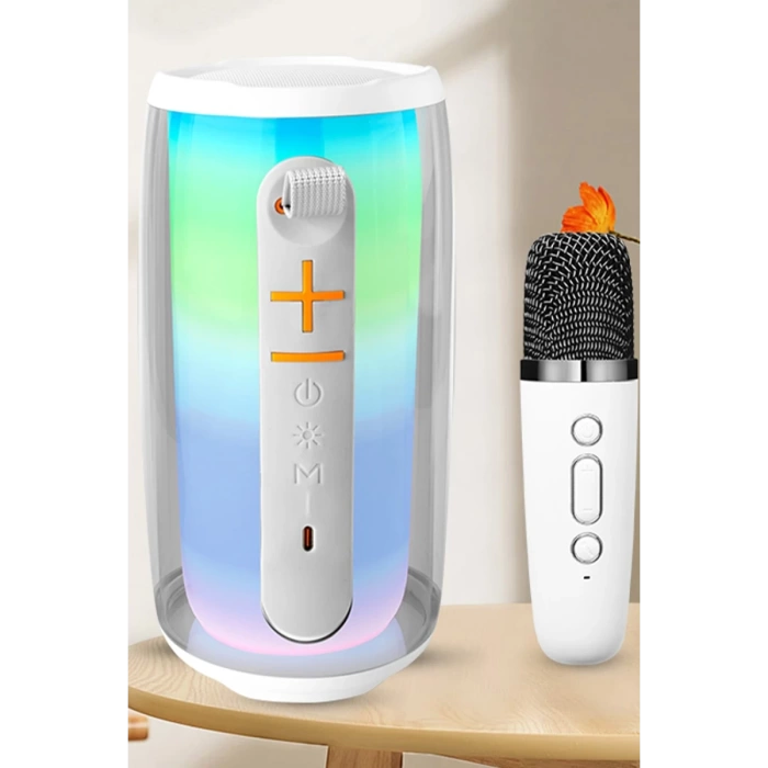 Newface Pluse 6 Mikrofonlu RGB Kablosuz Hoparlör - Beyaz