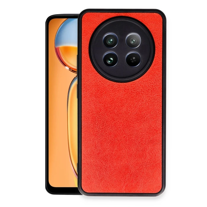 Newface Realme 12 5G Kılıf Aras Deri Kapak - Kırmızı